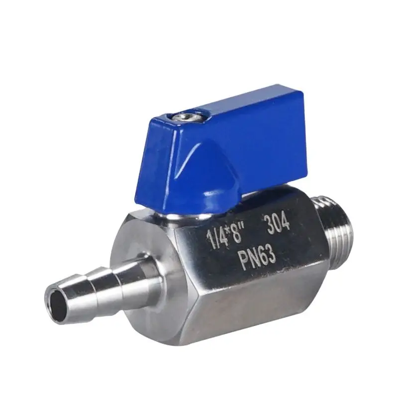 

7mm 8mm 10mm 12mm Hose Barb X 1/8" 1/4" 3/8" 1/2" BSP Male And Female Thread 304 Stainless Steel Mini Ball Valve Adapter