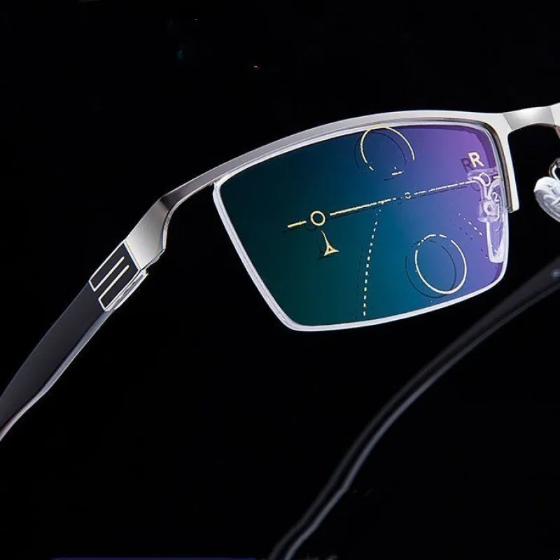 Men's Business Bifocal Reading Glasses for Men Women Progressive Vision Anti-blue Light Eyewear Diopter Eyeglasses +1.0 To +4.0