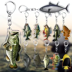 Fun Fishing Lover Keychain for Man Accessories Bag Fish Pendant Fisherman Ocean Key Chain Ring Keyring Jewelry Fans Fisher Gifts