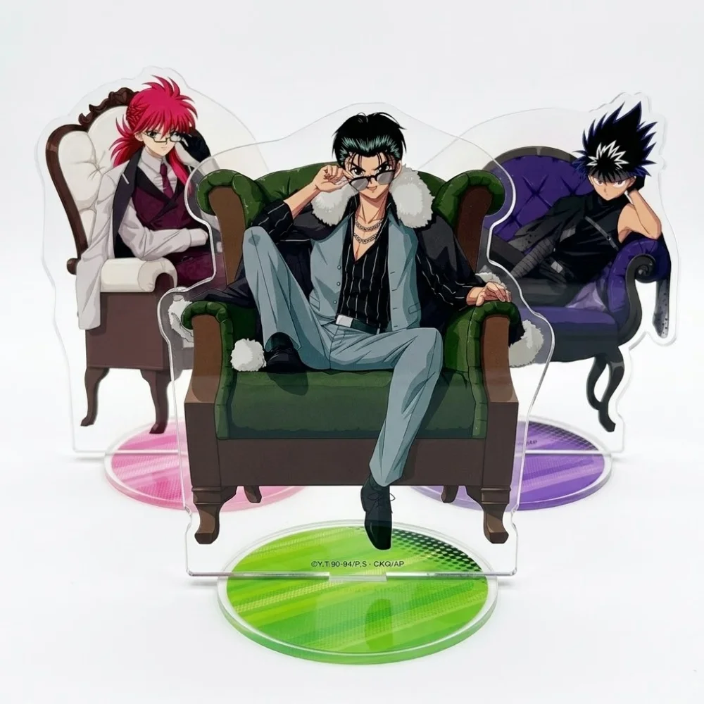 Anime Yu Yu Hakusho Acrylic Stand 15cm Urameshi Yusuke Male Character Armchair Pose Tabletop Ornament Collectible Gift Keychain