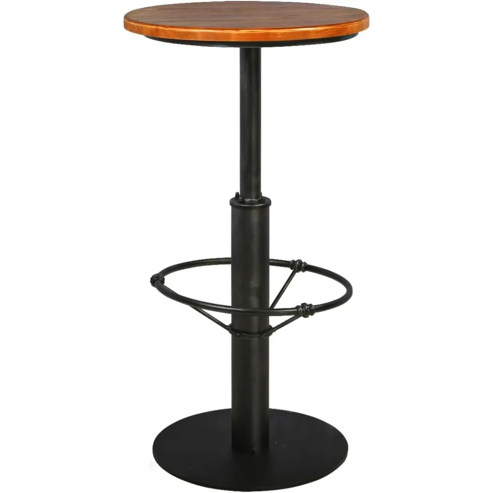 

Bar Table 42" H, Round Wooden Top Metal Bar Standing Pub Table Kitchen Dining Coffee Bistro Table