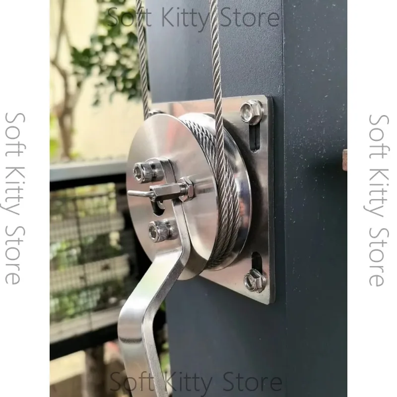 304 Stainless Steel Manual Rope Winder – Hand Crank Cable Reel Hoist with Pulley, Portable Wire Rope Retractor