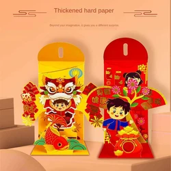 3D Red Envelopes Three-dimensional Personalized Luck Money Envelope Chinese Dragon Red Pocket For New Years Banquet Wedding