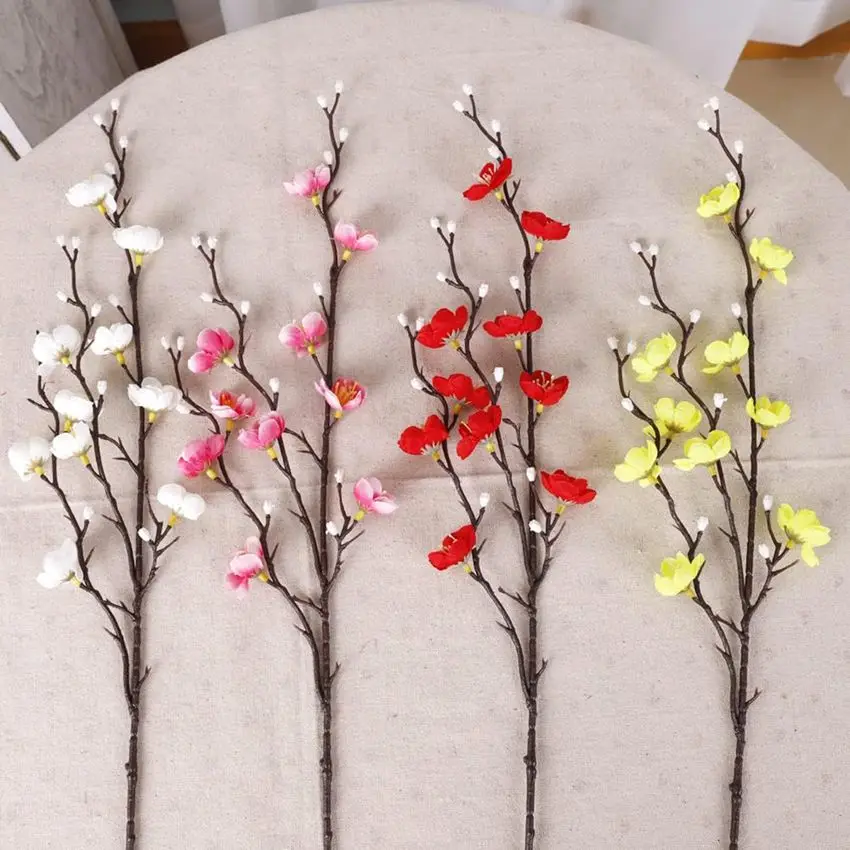 Silk Artificialflower Wintersweet Peach Branch newyear Home vase Outdoor Garden Wedding Party garland courtyard Decor DIY gift