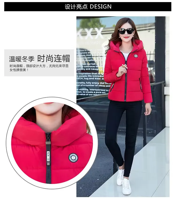 Veste en coton épais à capuche pour femmes, parkas courtes, manteau d'étudiant, nouveauté, 2024