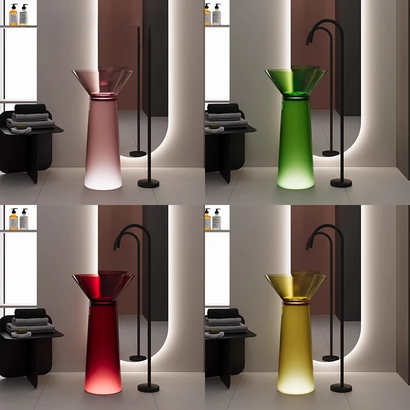 Column basin Floor-to-ceiling color transparent resin art washstand basin