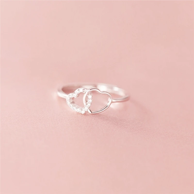 밑창 메모리 스위트 로맨틱 오픈워크 지르콘, 925 스털링 실버, 크기 조정 가능한 오프닝 링, 여성용 RI1140