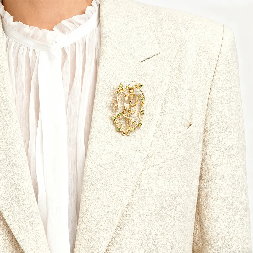 DCARZZ الطبية الأفعى Caduceus بروش دبوس مع كريستال الطب التمريض موضوع ظهره شارة التلبيب مجوهرات لهدايا معاطف للأطباء والممرضات