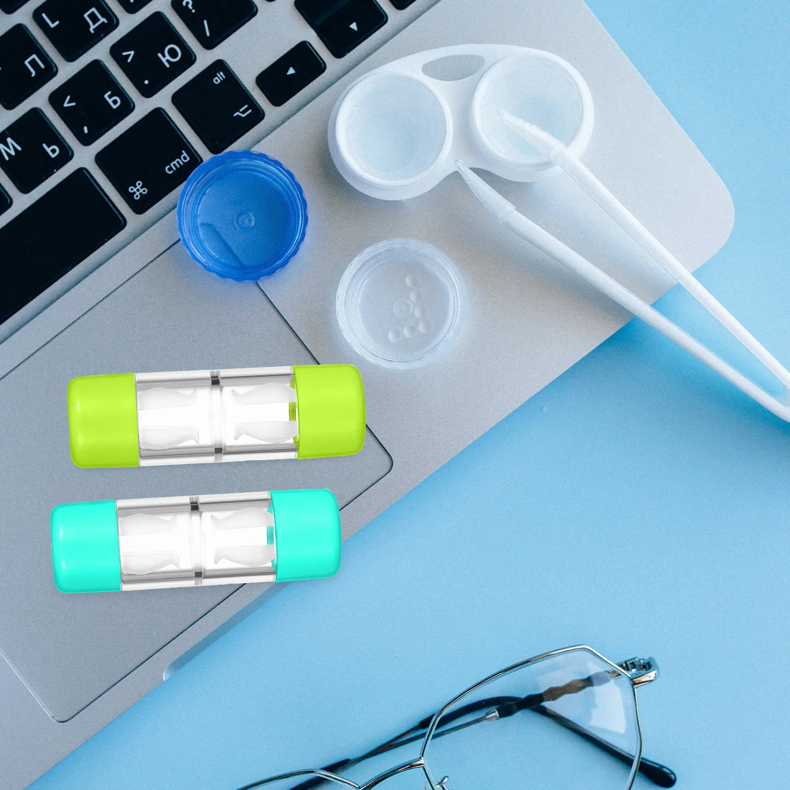 12Pcs Hard Lens Storage Case for Rgp Contacts Leakproof Tight Seal Deep Well Lens Box Travel Eye Care Accessories Pocket Size