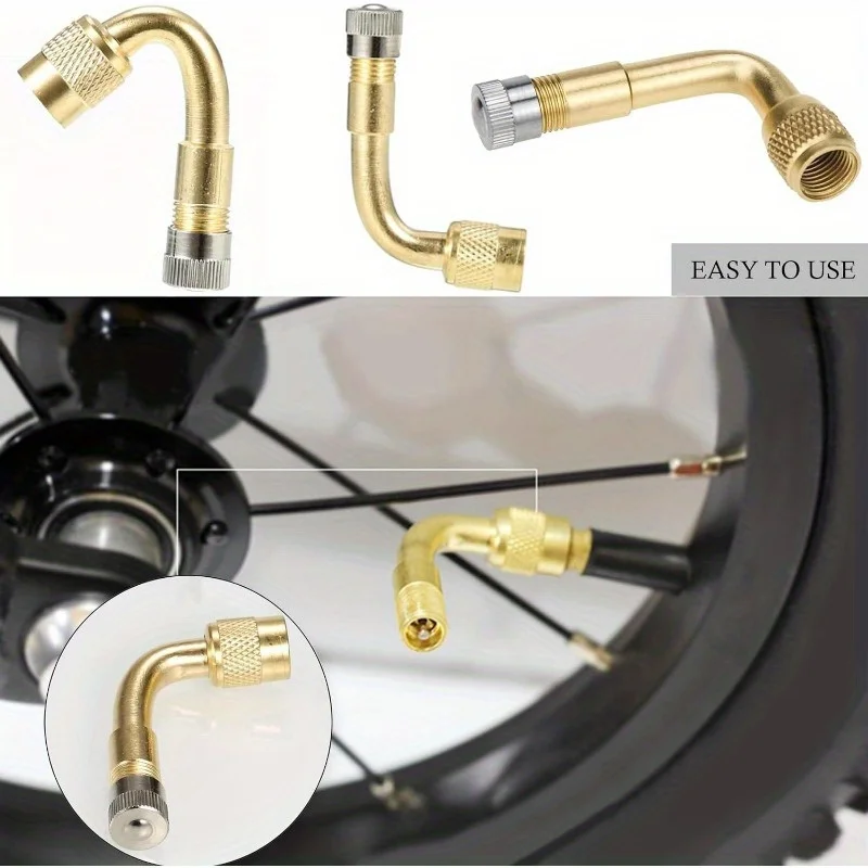 3-teiliges Reifenventilverlängerungs-Set, mit flexiblen Metallventilkappen, 210 mm schwarzer Schlauch 45 °   、90 °   、135 °     Winkelhalterung, geeignet für Wohnmobile, Fahrräder, Motorräder