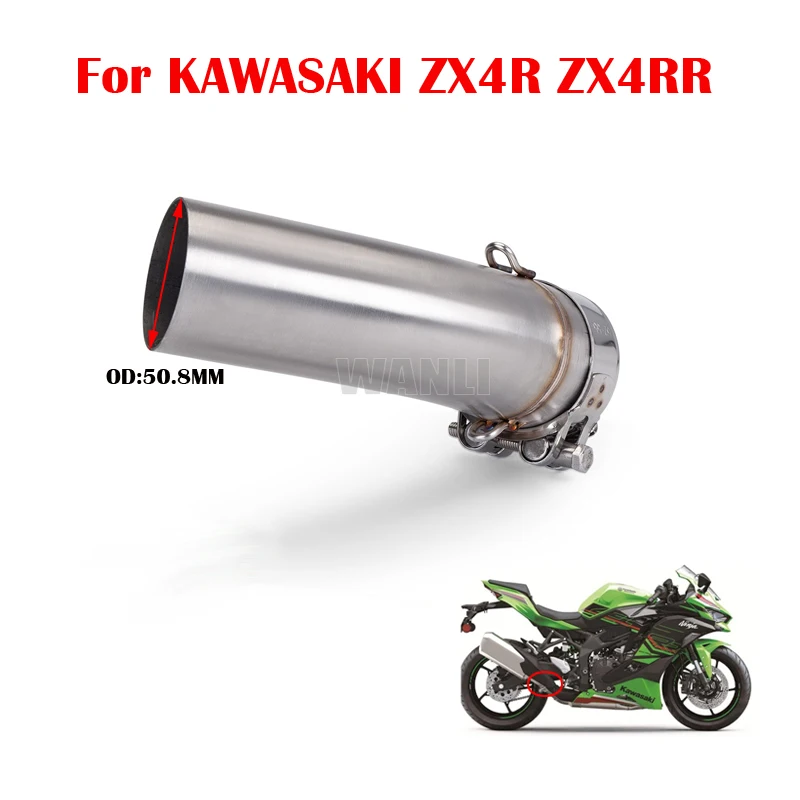 

Motorcycle Exhaust Escape Systems Modify Mddile Link Pipe Connection 51mm Muffler For Kawasaki Ninja ZX4R ZX4RR ZX-4R SE SR 2023