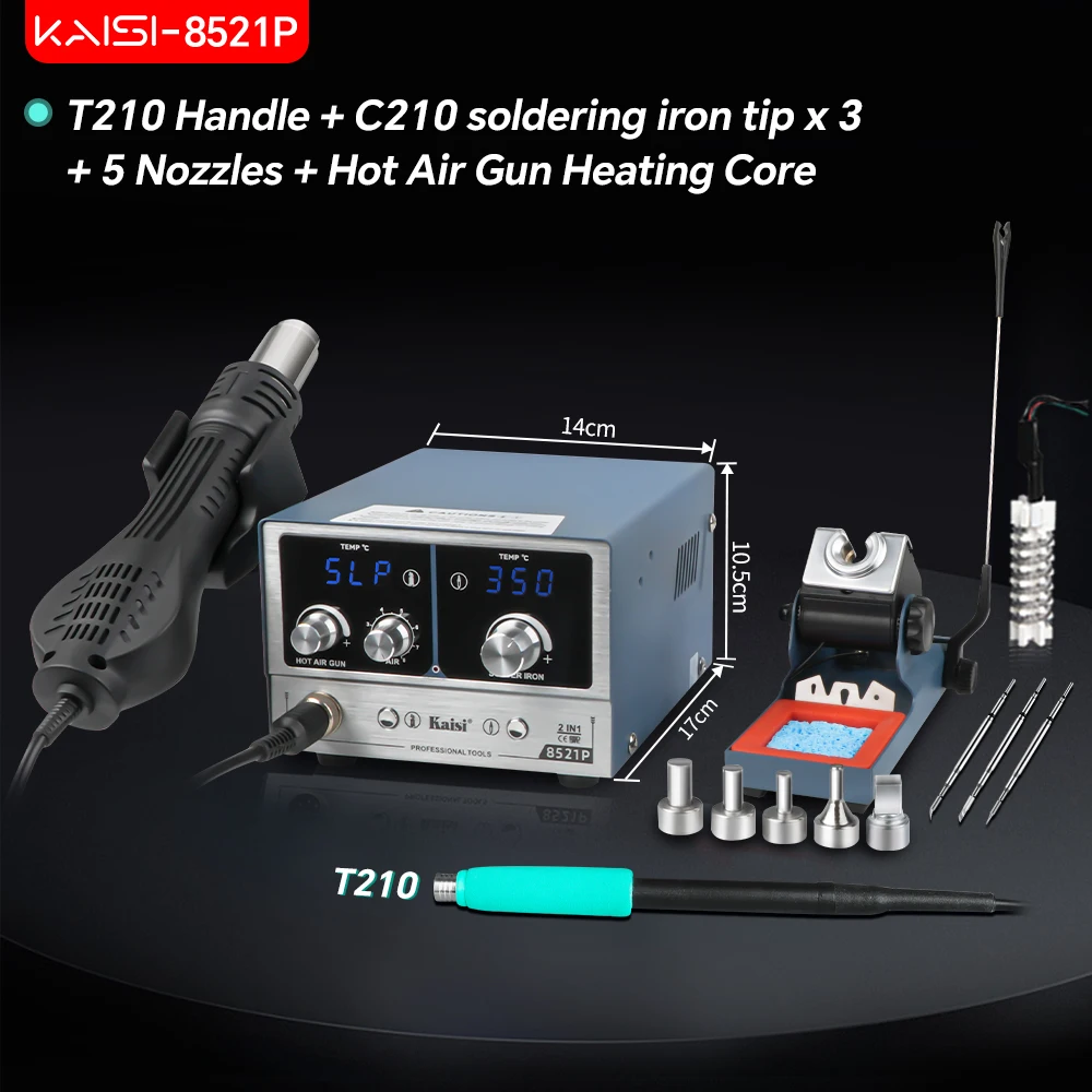 Kaisi 8521P 2-in-1 soldeerstation 800W heteluchtstation C210/C245/C115 soldeerbout Voor BGA Soldeerreparatie