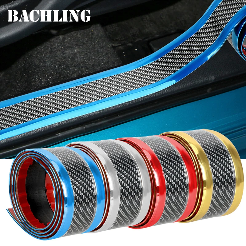 Car Stickers Door Edge Protector Universal Door Sill Sticker Carbon Fiber Anti Scratch Anti-collision Strip Decorative Sticker