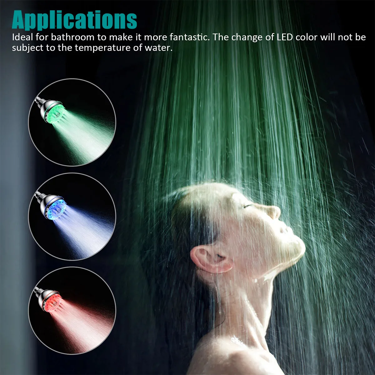 Led Shower Head Automatic 7 Color Changing Led Light Handheld Shower Head Water Powered Rainfall Bathroom Showerhead