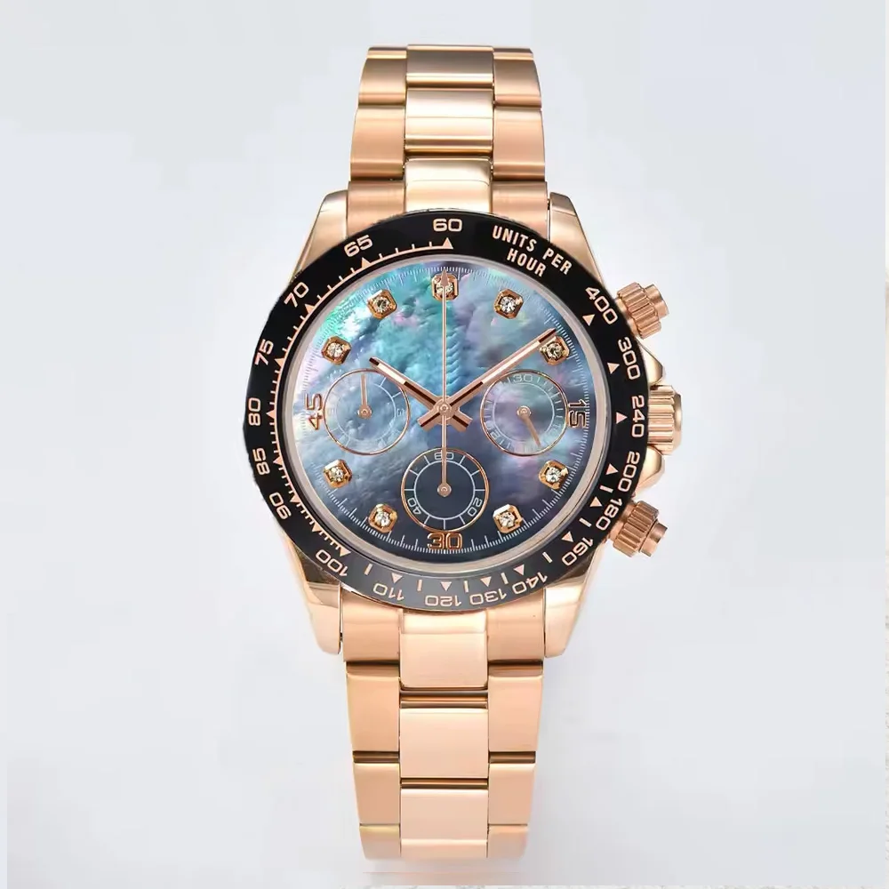 39MM Men's Watch VK63 Watch Three Eye Dial Sapphire Glass Stainless Steel Waterproof Case Quartz Watch Timetable NO logo Watch