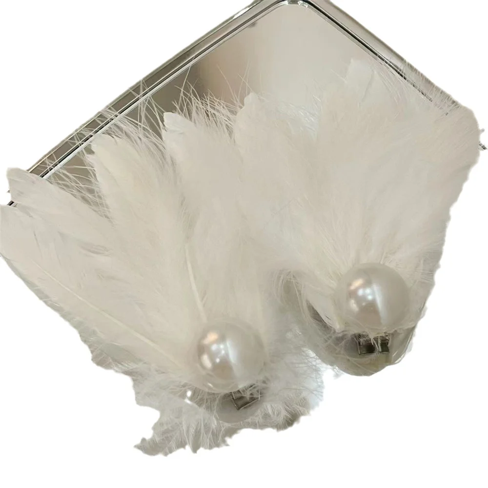 Pince à cheveux en plumes de Ballet pour femmes, 1 paire, Clips latéraux décoratifs de fête élégants pour filles, accessoire de Cosplay élégant, épingle à cheveux, accessoires pour cheveux