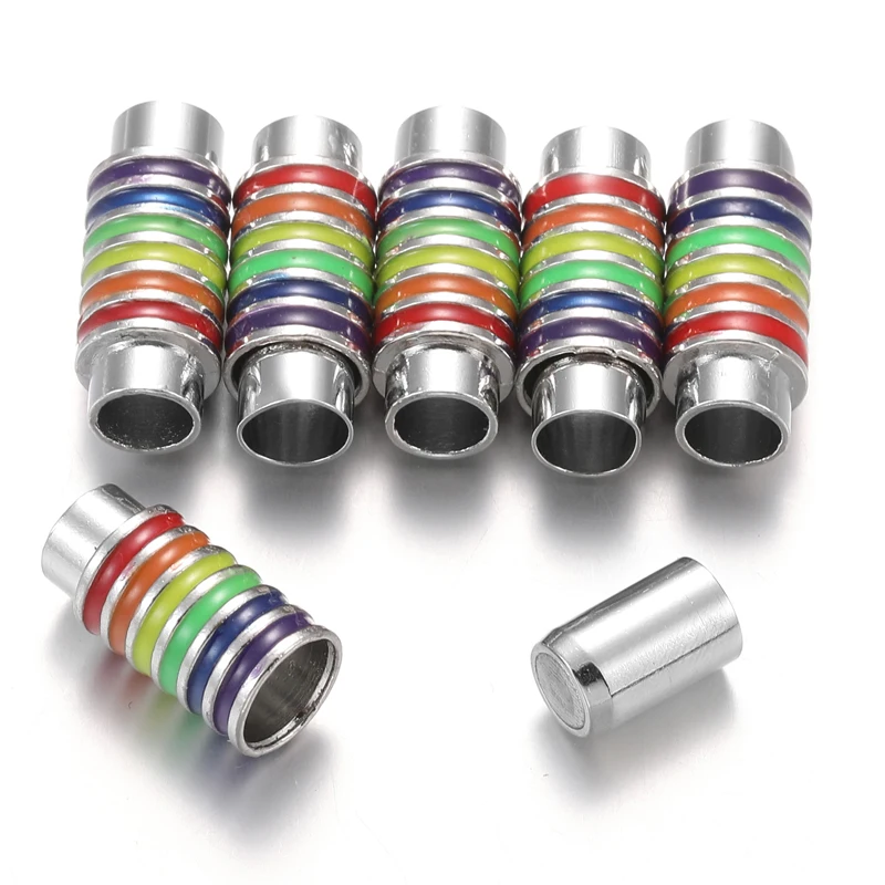 2 قطعة 6 مللي متر حفرة الذهب الأسود النحاس قوس قزح المشابك المغناطيسية ل سوار موصلات الجلود الحبال أساور مجوهرات بمناسبة W409 #4