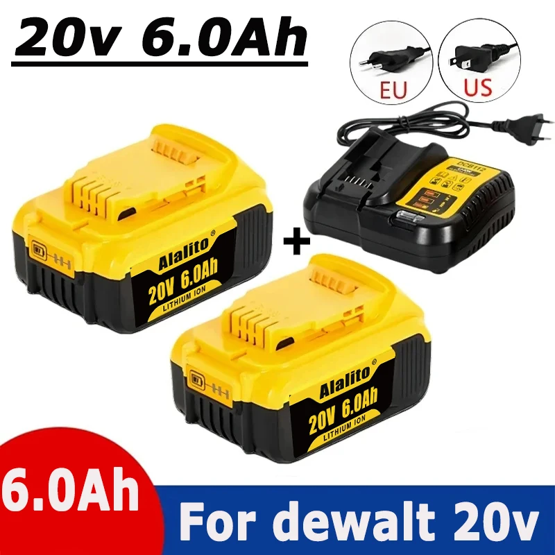 Batería de iones de litio de repuesto para herramienta eléctrica DeWalt MAX, herramientas de 20v, 6.0Ah, DCB200, DCB184, DCB181,