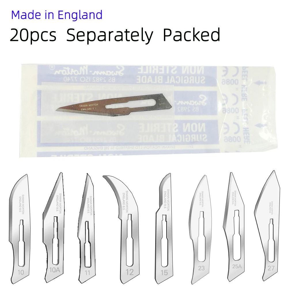 20pcs Industrial Surgical Blades Made in England are Packaged  Independent10#/11#/12#/23# for Carving Handmade Artworks Repair