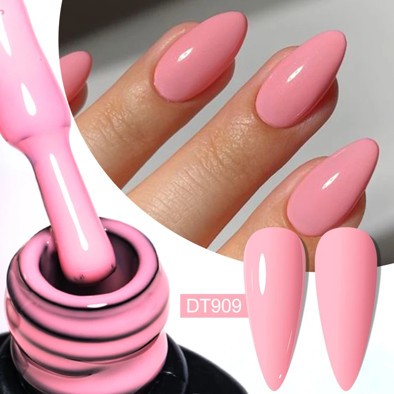 MEET ACROSS 7ml Macaron Borracha Base Gel Semi-Permanente Nail Polish Soak Off Base Top Coat UV LED Gel Vernish Nail Art Manicure