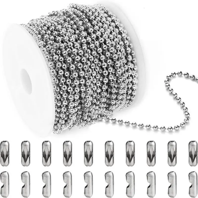 

Q6RB Stainless Steel Ball Chains Beaded Necklace Chains Silver Small Ball Bead Chain
