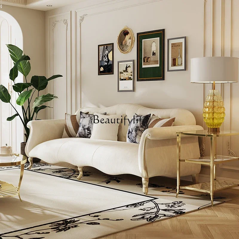 

FGAамериканский светлый роскошный кожаный диван премиум-класса для гостиной, первый слой из воловьей кожи, диван из цельного дерева, комбинация прямых рядов