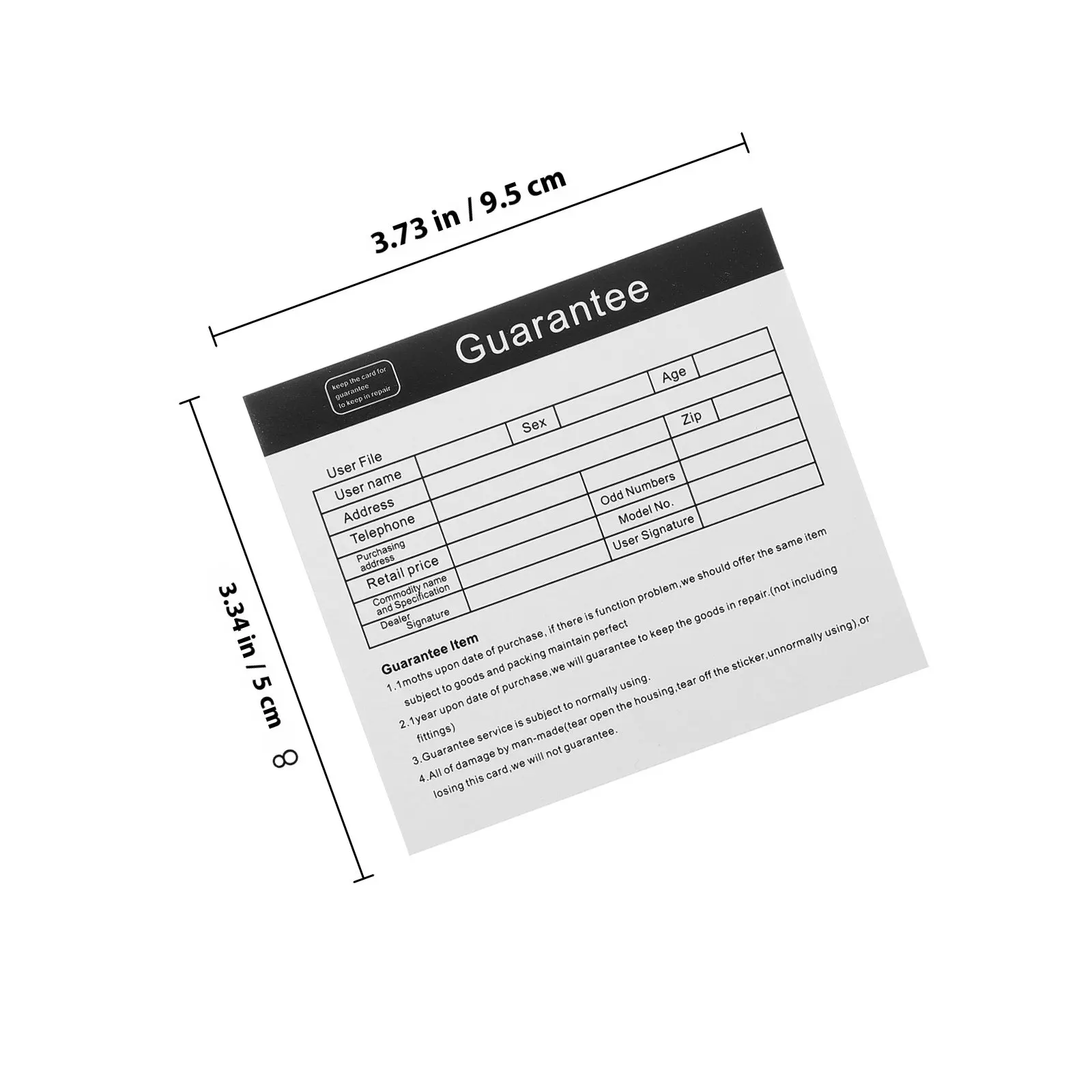 200Pcs For Home Appliance Store English Warranty Card Maintenance International Users Clear Terms Blank Support