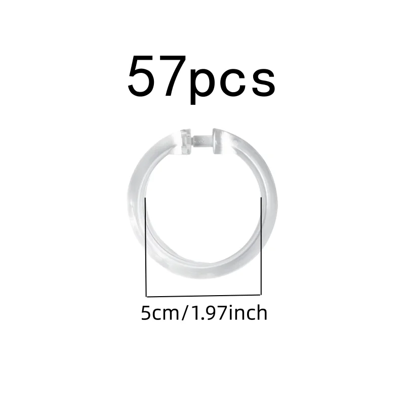 O-Shape Drapery Rings 57 pcs, Waterproof Rust Proof, Transparent Clear Plastic, for Moisture Environment