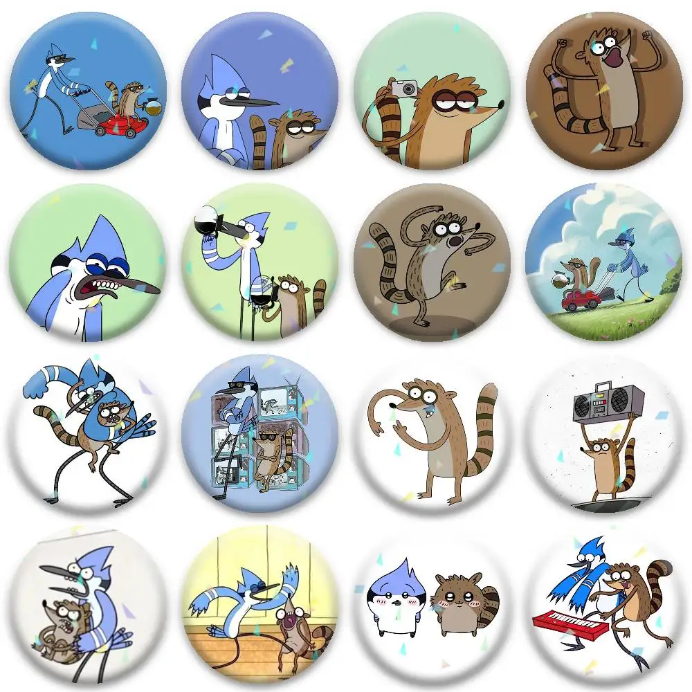 

R-Regular Show Badges Niche Design Brooch for Backpack Lapel Pins Creative Accessories