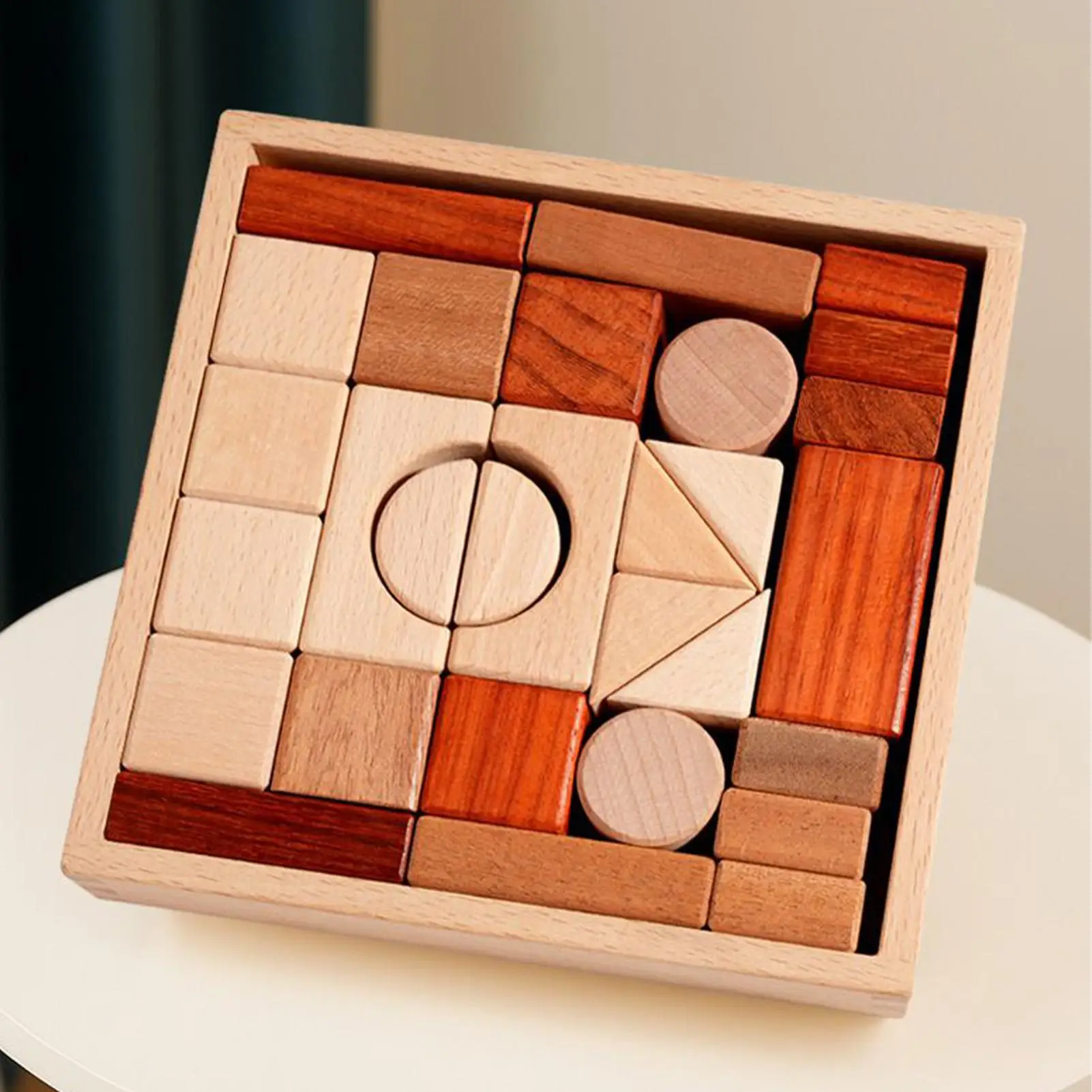 Blocos de construção de madeira jogo de aprendizagem empilhamento para crianças idades 5-7 meninos meninas casa berçário sala de aula escola jardim de infância