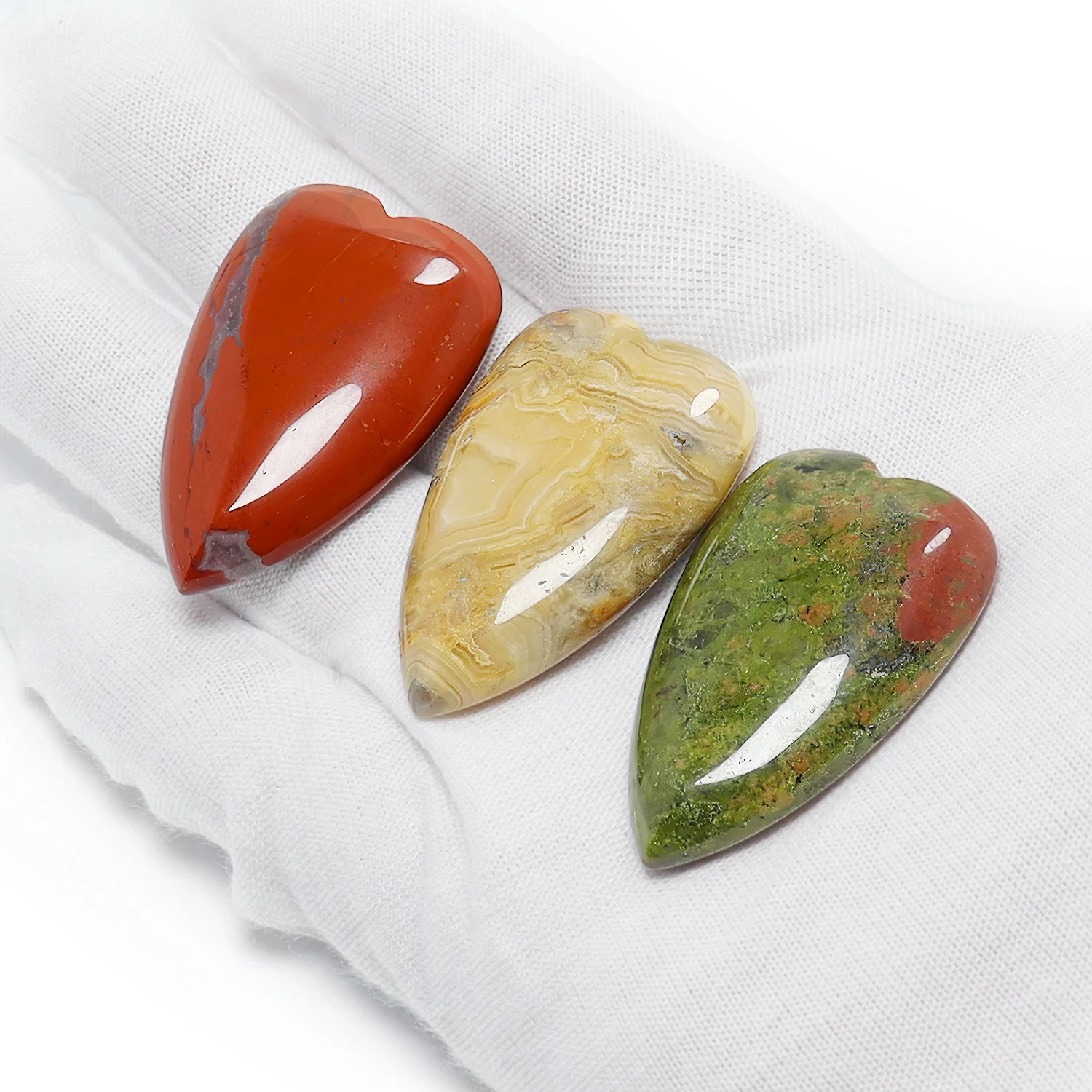 5/10/20pcs Natural Heart Shape Reiki Healing Chakra Crystal Gemstone Beads 25x40mm No Hole For Women Beauty DIY Decor Gift