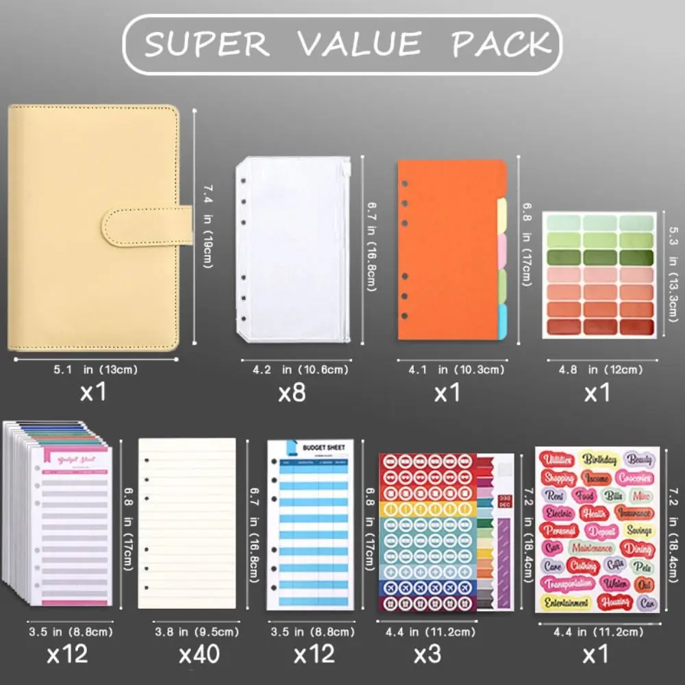 A6 Binder Ledger PU Leather Macaron Colorful Budget Binder Notebook Stickers Cash Envelopes Budget Planner Office Worker - view 4