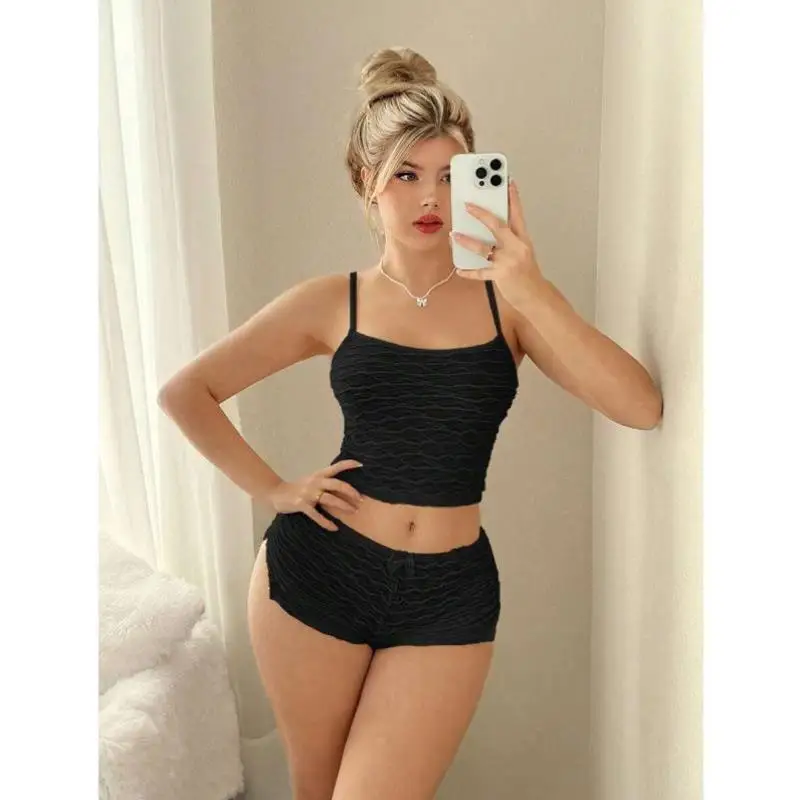 

Bla Knitted Two-Piece Set with Thin Straps Svel Cross-Border New Sle F 20 Casual Sportswear for Men Autumn Season