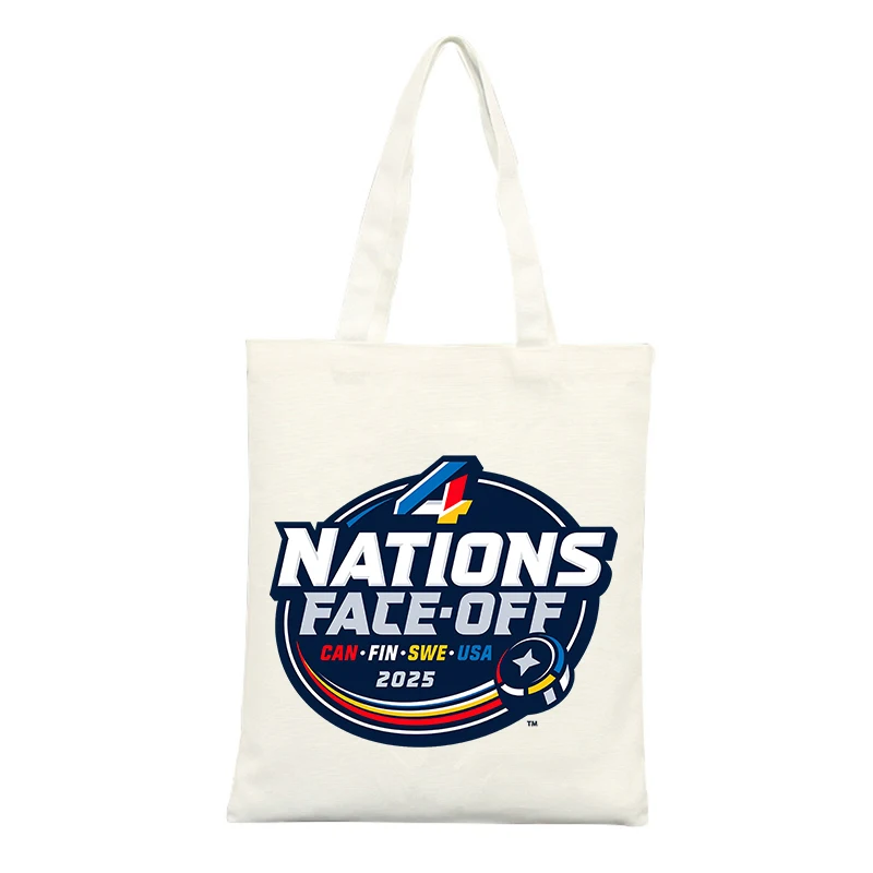 Canvas Tote Bag with Letter and Circular Graphic Print, Casual Style for Daily Shopping and Outings