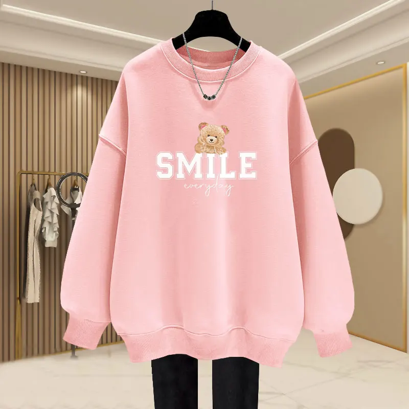 Women Fashion Casual Loose Sweatshirts Simplicity Cozy Top Pullovers Autumn New Y2k Cartoon Printed Long Sleeve Hoodies