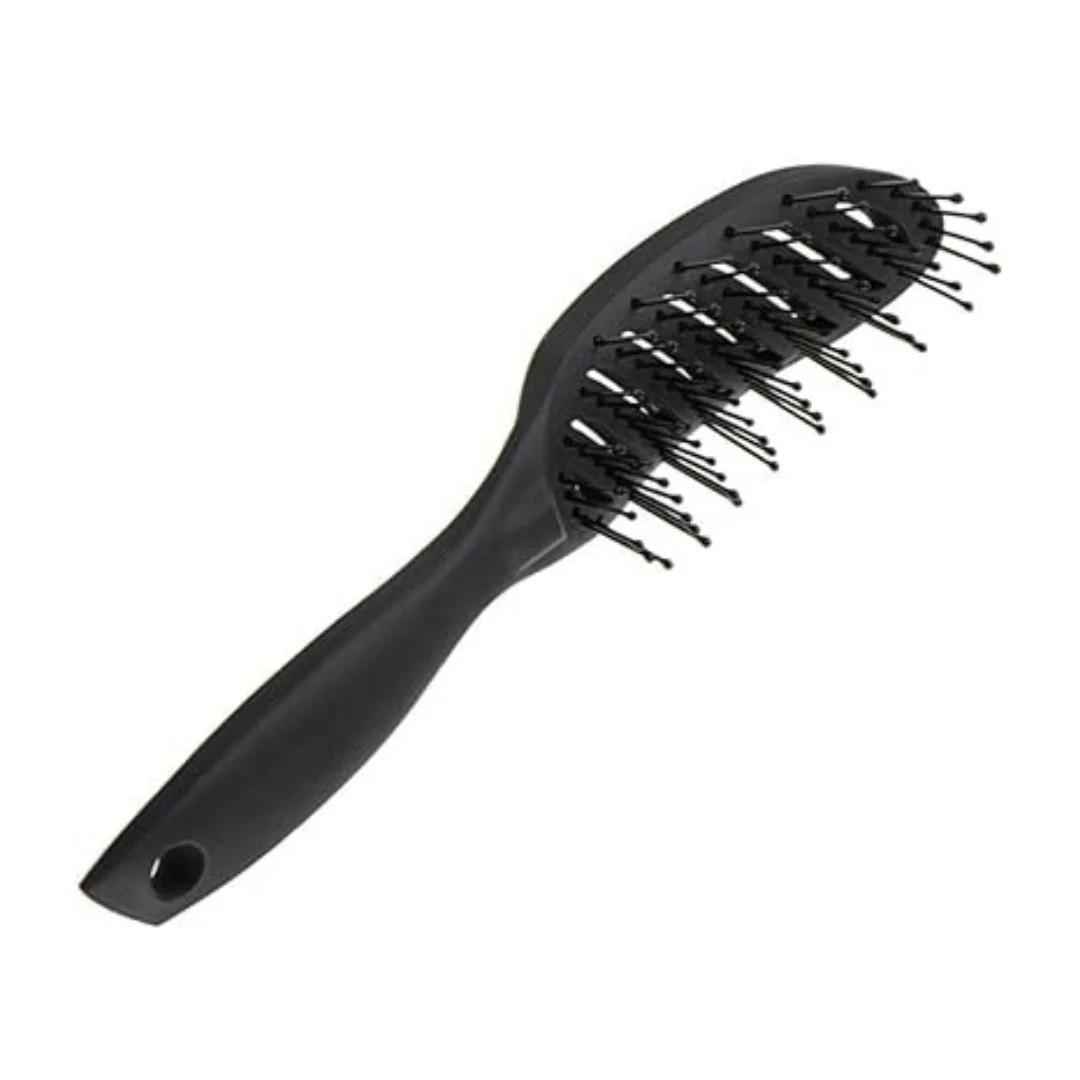 

Vented Detangling Hair Brush - Black Curved Paddle Brush with Ball-Tip Bristles, Anti-Static for Wet/Dry Hair, Scalp Massage