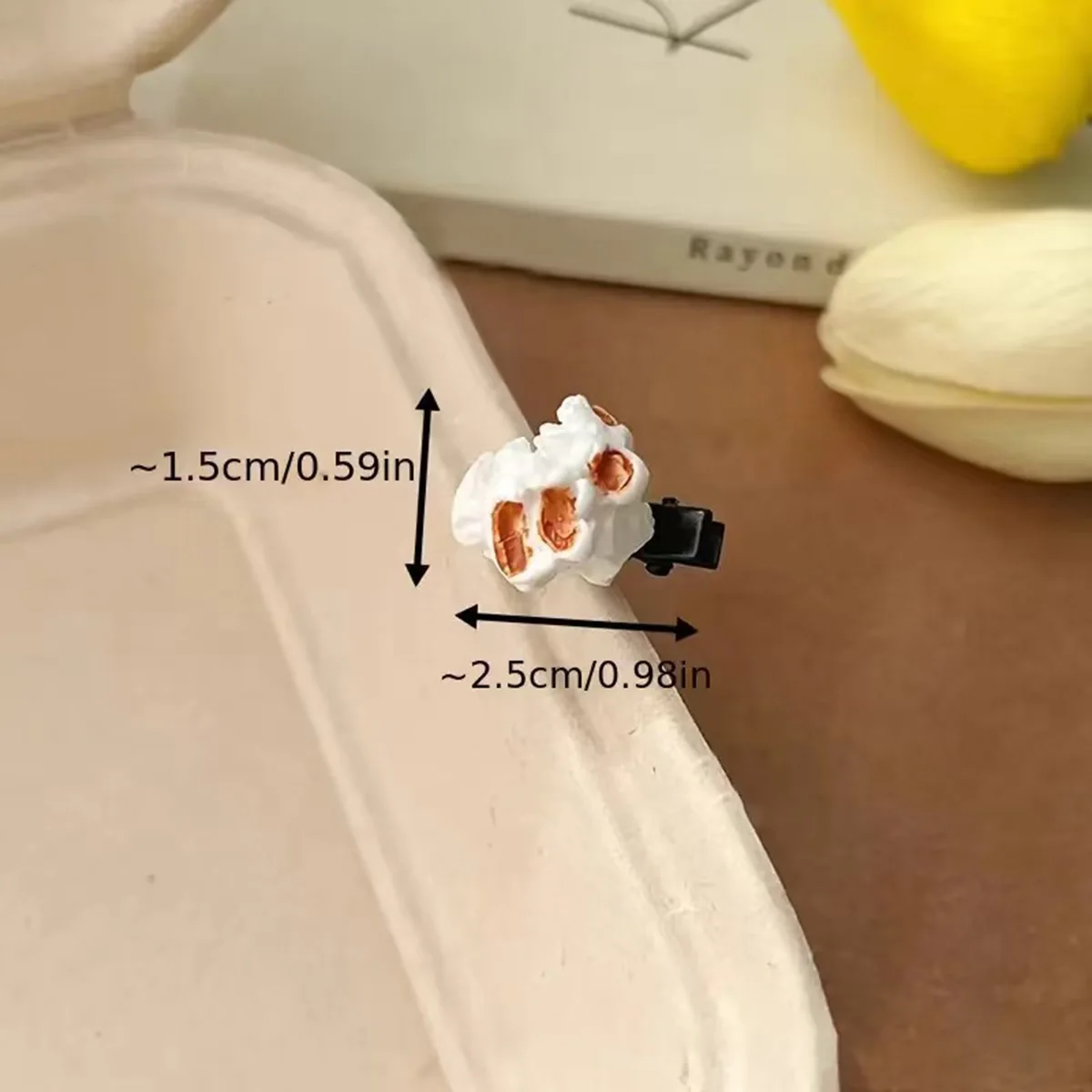 Niedliche Handgemachte Realistische Popcorn-Haarspange für Mädchen, Seitliche Pony- und Stirn-Haarnadel Kopfschmuck – Detail 7