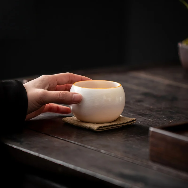 Ru Kiln Zen Teetasse Handgefertigtes Keramik-Kung-Fu-Tee-Set Große Ruyao-Tasse mit Craquelé-Glasur Farbwechselndes Teegeschirr Geschenk für Teeliebhaber