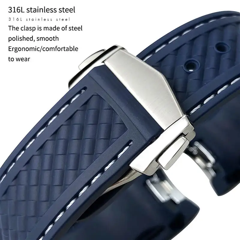 ONECMN 20mm Rubber Silicone Watch Strap Fit For Omega Seamaster 300 AT150 Aqua Terra Ultra Light 8900 Steel Buckle Watchband