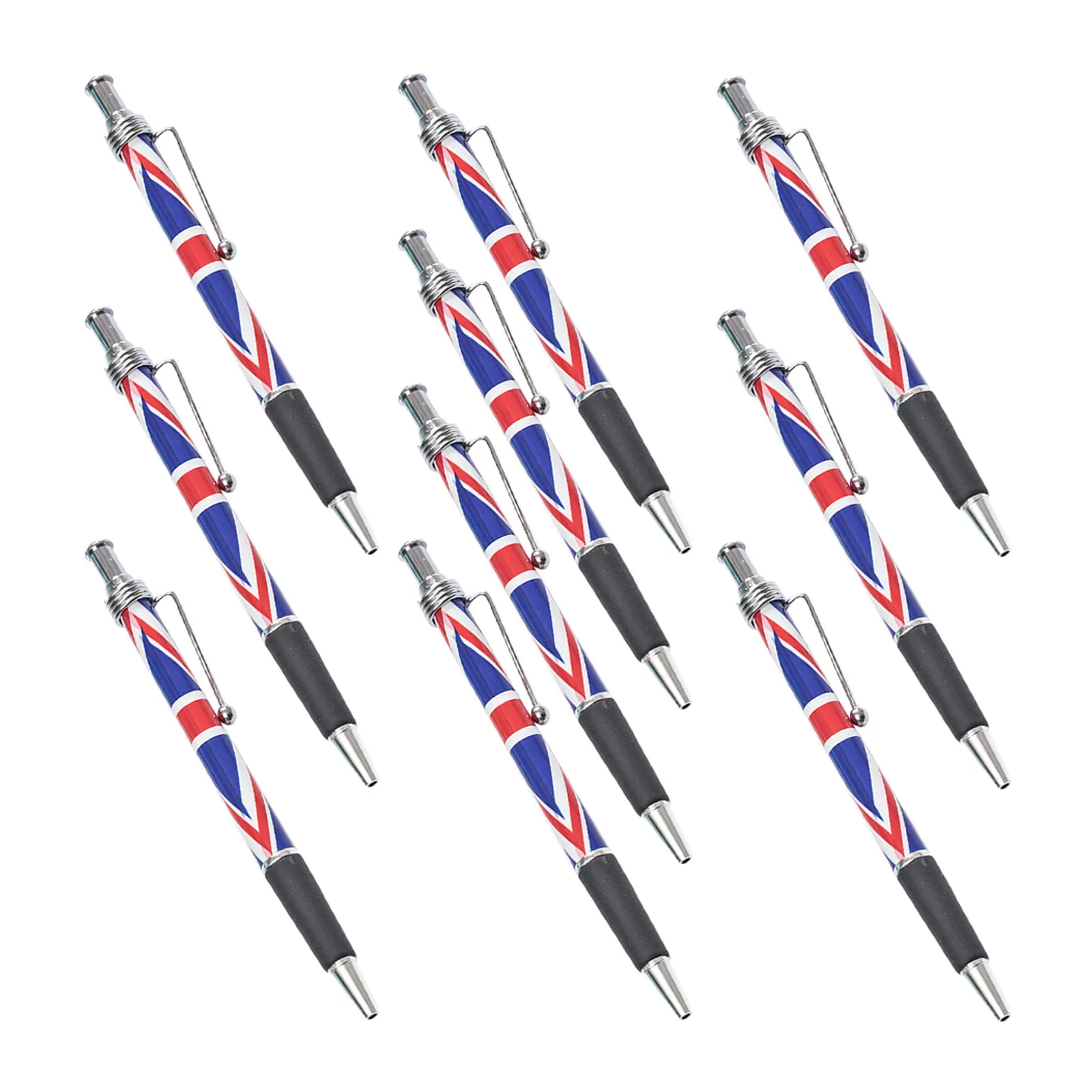 

10Pcs British Flag Pattern Ballpoint Pen Smooth Writing Comfortable Grip for Office Home Signing School Supplies Patriotic Black