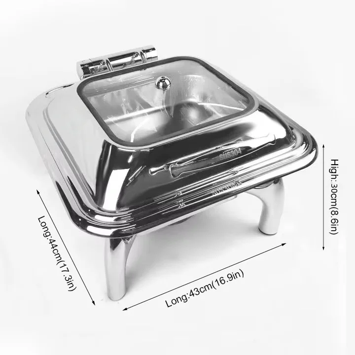Customizable Commercial Stainless Steel Hot Pot Durable Food Warmer Wooden Hotel Restaurant Buffet Fuel Catering