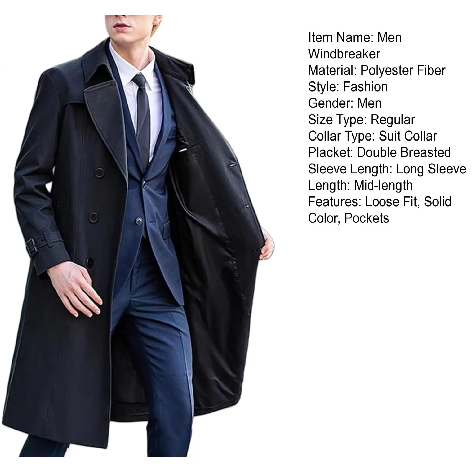 Korean Trend Men\'s Loose Casual Single-breasted Overcoat Autumn Winter Fashion New Long Sleeve Woolen Long Coat