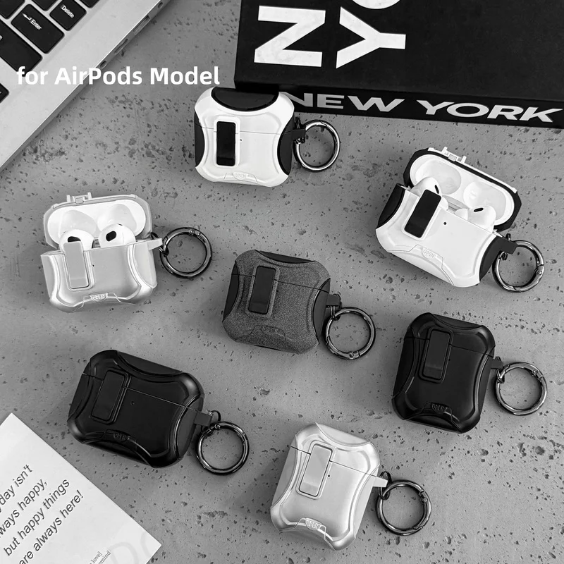 Funda Magsafe 2026 para AirPods 5, Funda de Carga Inalámbrica para Auriculares, Funda de TPU+PC para AirPods Pro 3, para AirPods 4/5 con Soporte para Teléfono