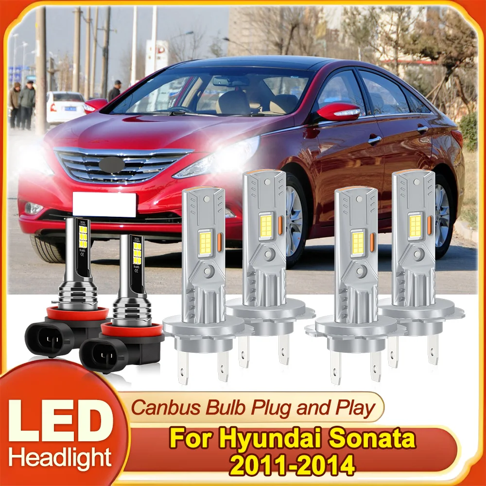 

60000LM Car LED Headlight 6000K CSP Chips High Low Beam Fog Lamp 12V For Hyundai Sonata 2011 2012 2013 2014 Canbus No Error
