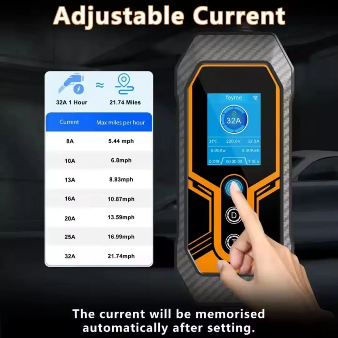 

Portable EV Charger Station With 3.5KW & 7KW Charging Cable CEE Plug 32A Charging For Electric Vehicle New Condition