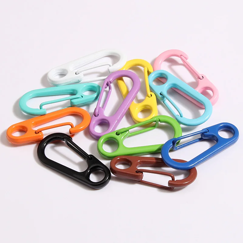 10pcs Cute Candy Color Snap Hook Keychain Ring Metal Spring Fastener Buckle Car Key Ring For Handmade Jewelry Making Accessorie