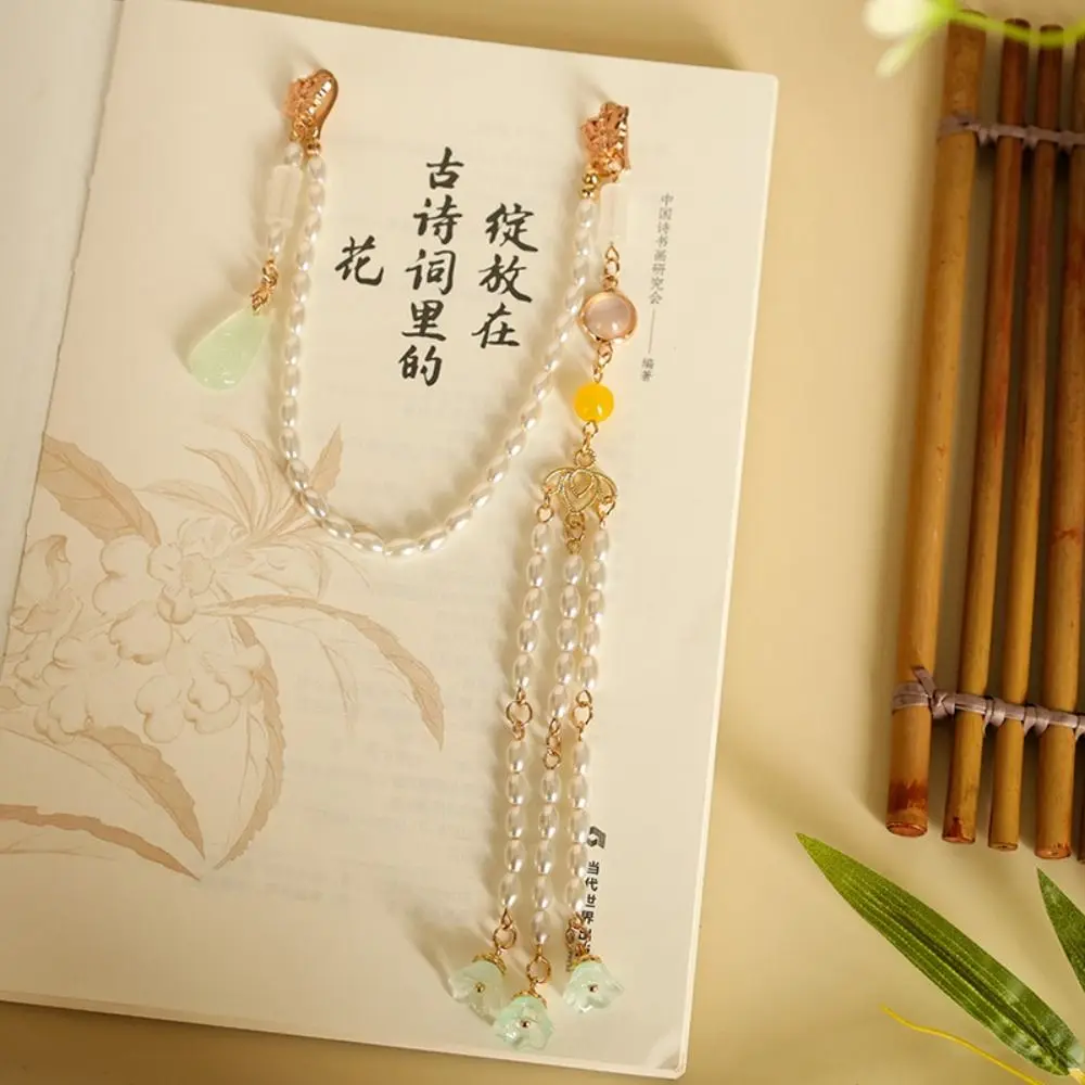 Imitation Pearl Women Hanfu Ornament Fashion Jewelry Long Hanging Tassel Chinese Style Brooch Handmade Cheongsam Pressed Lapel