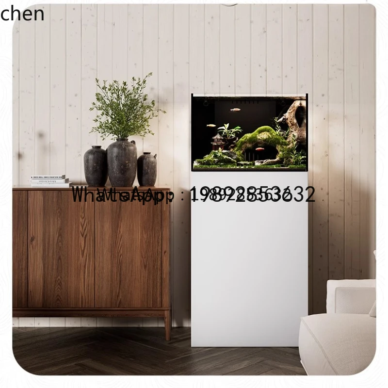 

fish tank bottom filter system complete set of integrated cabinets, living room glass ultra-white stream sleeve tank