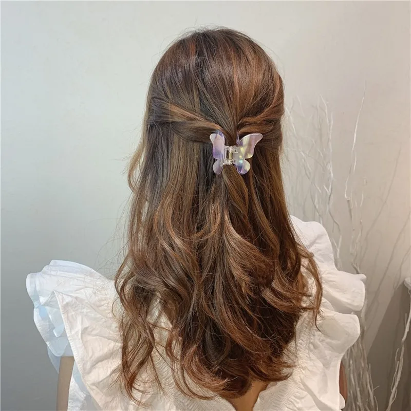 Fashion Acetate Women Girls Hair Claw Butterfly Hairpin Clip Gradient Tie-Dye Colored Styling Tools Barrettes Hair Accessories