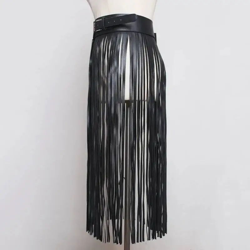 Spring Summer Pu New Leather Long Tassel Brief Personality Girdle Decoration Belt Women Fashion 2026 All-match J